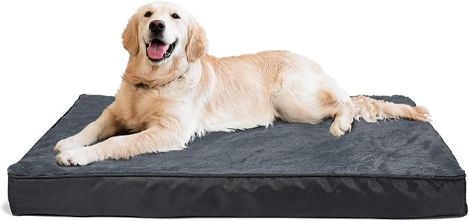 XL Dog Bed Washable Removable Cover Memory Foam,Orthopedic Dog Crate Bed 41 x 27 with Waterproof Inner Lining,Egg Crates Foam Pad Replacement Dog Beds,Pain Relief for Arthritis,Dark Grey