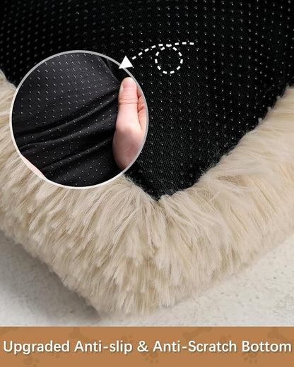 Dog Crate Pad Ultra Soft Dog Bed Mat Washable Pet Kennel Bed with Non-Slip Bottom Fluffy Plush Sleeping Mat for Large Medium Small Dogs 47 x 29 Inch,