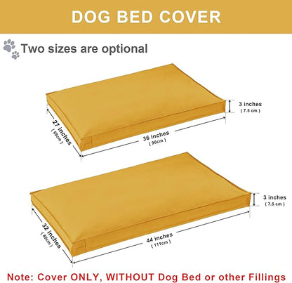 Dog Bed Cover, Waterproof Dog Bed Replacement Cover with Zipper, Oxford Removable Pet Bed Mattress Protector for Outdoor Use, 44Lx32Wx3H in, Bed Cover Only, Yellow