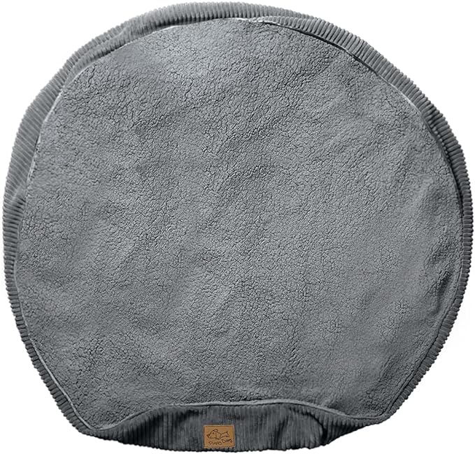 Floppy Dawg Universal Round Dog Bed Replacement Cover. Removable and Machine Washable Cover for Donut and Round Beds. Extra Large 43W. Gray with Gray Top