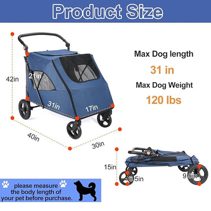 Dog Stroller Pet 4 Wheels,
