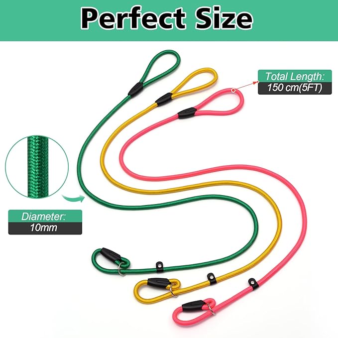 6pcs Slip Lead Dog Leash for Dogs no Pull 5FTStrong Rope Dogs(6 Colors)