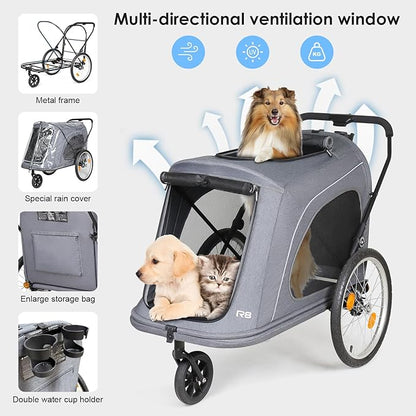 R8 Extra Large Foldable Pet Stroller 100 lbs,