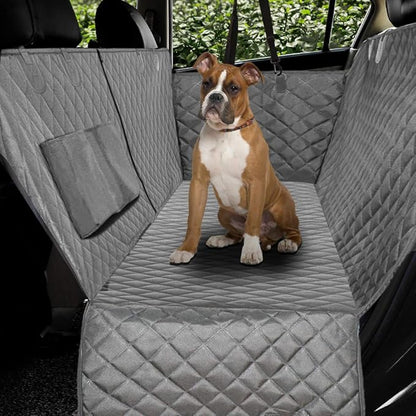 Honest Luxury Quilted Dog Car Seat Covers with Side Flap Pet Backseat Cover for Cars (Large(57''Wx60''L), Gray)