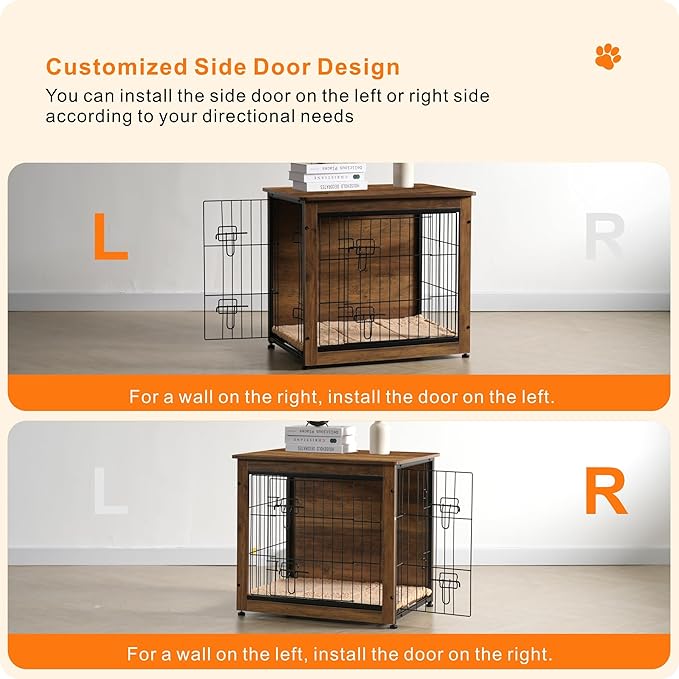 DWANTON Dog Crate Furniture with Cushion 27.2" L,