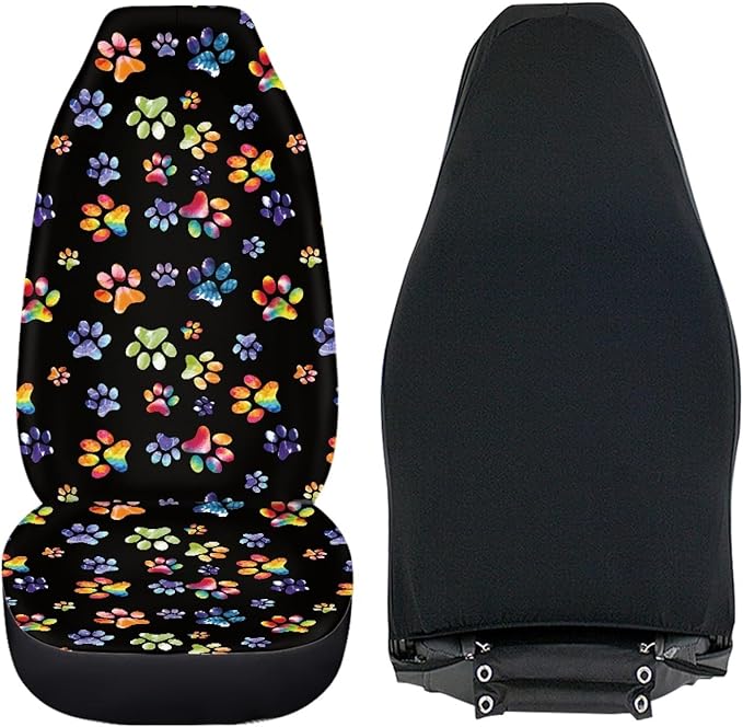 Tie Dye Dog Paws Print Car Seat Covers for Front Seats Only