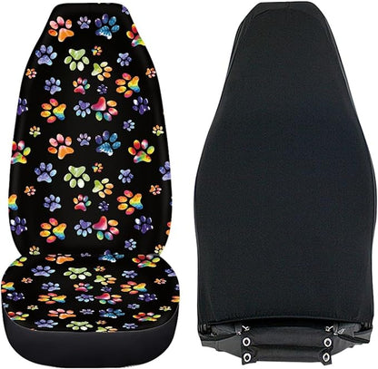Tie Dye Dog Paws Print Car Seat Covers for Front Seats Only