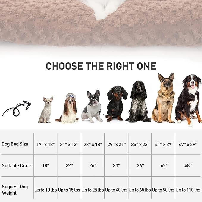 KSIIA Washable Dog Bed Deluxe Plush Dog Crate Beds Fulffy Comfy Kennel Pad Anti-Slip Pet Sleeping Mat for Large 41" x 27", Brown