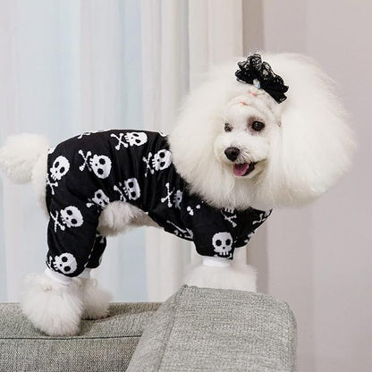 CuteBone Halloween Dog Pajamas Skeleton Clothes Soft Puppy Pjs for Small Dogs P254M