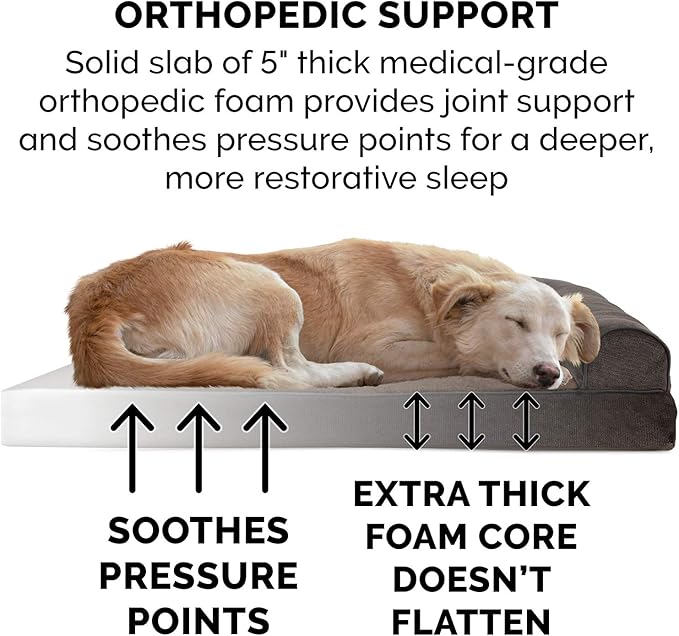 Furhaven Orthopedic Dog Bed for Large Dogs w/ Removable Bolsters & Washable Cover 125 lbs