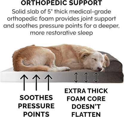 Furhaven Orthopedic Dog Bed for Large Dogs w/ Removable Bolsters & Washable Cover 125 lbs