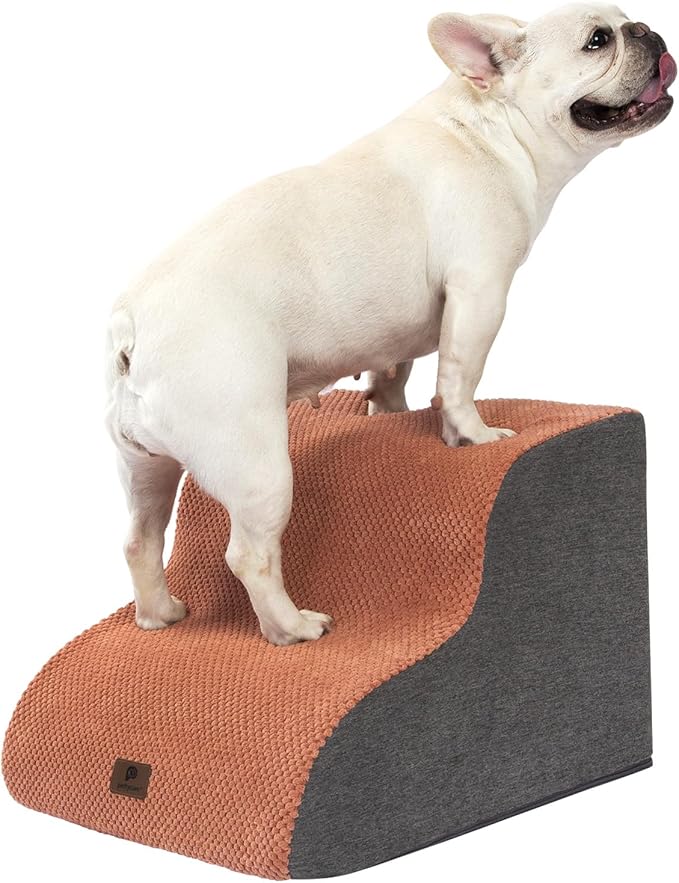 Pettycare Dog Stairs Ramp for High Beds and Couch 2 Steps,Brown