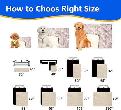 Dog Bed Cover, 100% Waterproof & Anti-Slip Pet Blanket Sofa Bed Mat, Reusable Bed Cover for Dogs, Washable Geometric Embroidery Mattress, Camping Pad for Pet/Dog/Cat (30x70 inch, Beige)