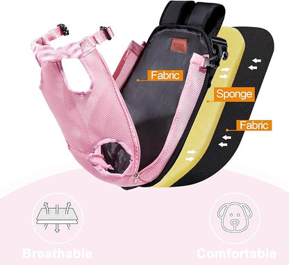 Pet Backpack Carrier for Small Dogs Easy-Fit Dog Backpack Carrier Adjustable Dog Chest Carrier 5-8 Lbs, Pink M