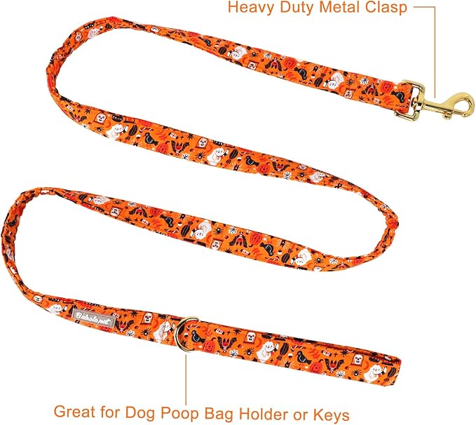 Halloween Dog Leash Durable Handmade Orange Gold Pumpkin 150cm