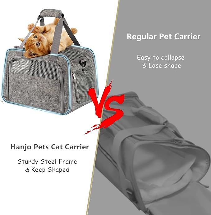 Soft Pet Carrier Breathable Mesh Window - Cat Carrier Airline Approved Underseat - TSA Approved Dog Carrier for Small Cats Puppy Soft Sided Dog Airplane Carrier up to 12 lbs Top Loading