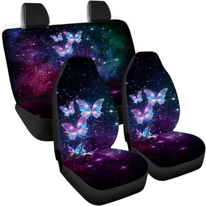 Glowing Butterfly Car Seat Cover Set Front and