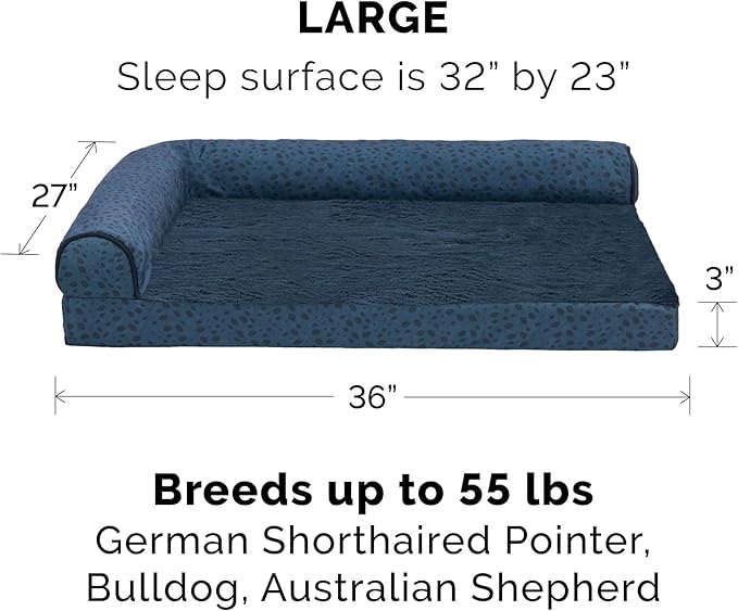 Furhaven Memory Foam Dog Bed for Large/Medium Dogs w/ Removable Bolsters & Washable Cover 55 lbs