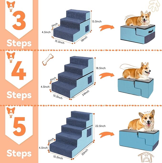 Supet Tall Dog Stairs for Small Medium Large Dogs to Get on Bed
