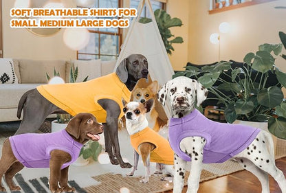 Dog Blank Cotton Shirts,Plain Dogs Large Clothes,Male Female Pet Costumes,Yellow & Purple XXL