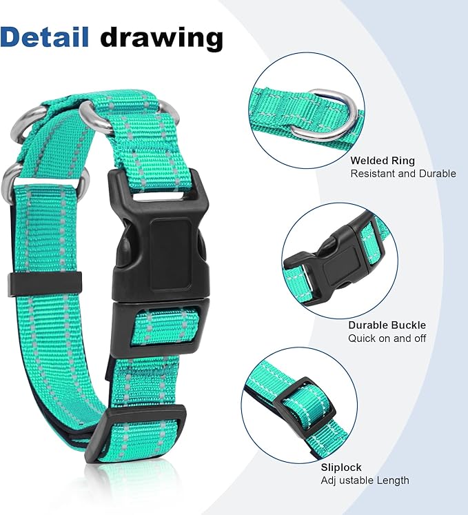 Reflective Martingale Dog Collars. Dog Collar with Quick