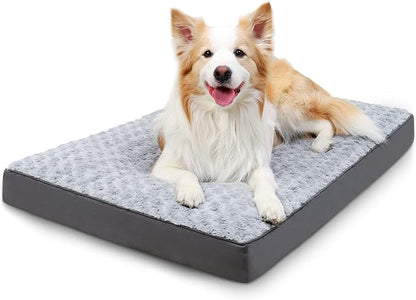 Dog Crate Bed Waterproof Jumbo Dog Beds for Extra Large Dogs Rose Velvet Soft Fluffy Washable Dog Bed with Removable Cover & Anti-Slip Bottom 47 x 29 Inch,