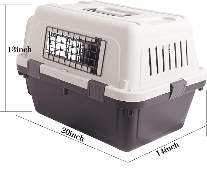 Plastic Dog/Cat Crate Portable Travelling Pet Kennel Without Wheel for Dogs/Cats, Small, Tan