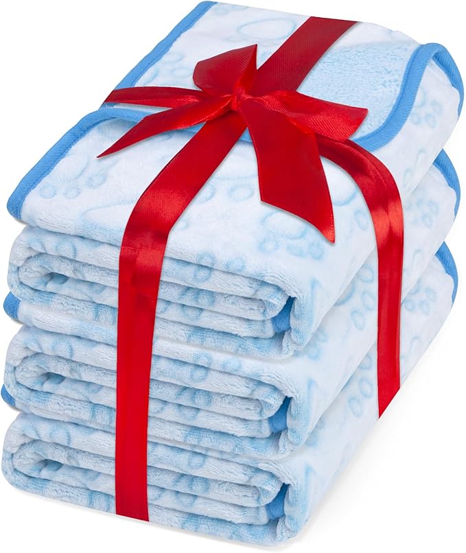 Stuffed 3pcs Premium Soft Dog Blankets for Small Dogs, Cat Blanket Calming Washable for Bed Couch Crate Protection Cover, Dog Puppy Kitten Essentials Christmas Dog Gifts, 16 * 24 inches,Blue