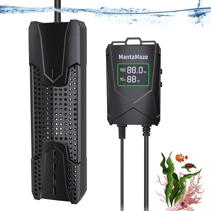 Aquarium Heater 300W/500W/800W/1000W for 20-300 Gal, Fish Tank Heater with Intelligent Leaving Water Automatica Stop Heating and Overheating Protection, for Freshwater & Saltwater