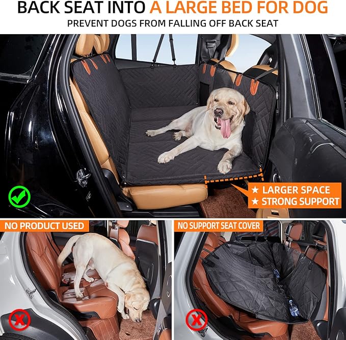 YJGF Back Seat Extender ,Dog Car Seat Cover, Camping Air Mattress, Hammock Travel Bed,Non Inflatable Car Bed Mattress for Car SUV Truck (Black)