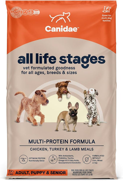 Canidae All Life Stages Premium Dry Dog Food for All Breeds, All Ages, Multi- Protein Chicken, Turkey, Lamb and Fish Meals Formula, 27 Pounds