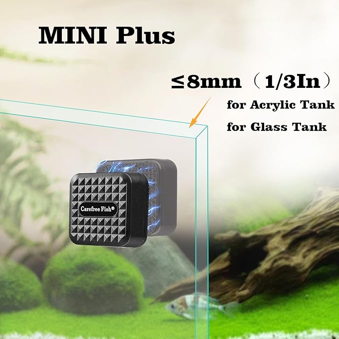 Carefree Fish Aquarium Mini Magnetic Cleaner Plus for Acrylic and Glass Fish Tank Tiny Magnet Brush Algae Scrapers (Magnetic Reinforcement No Floating)