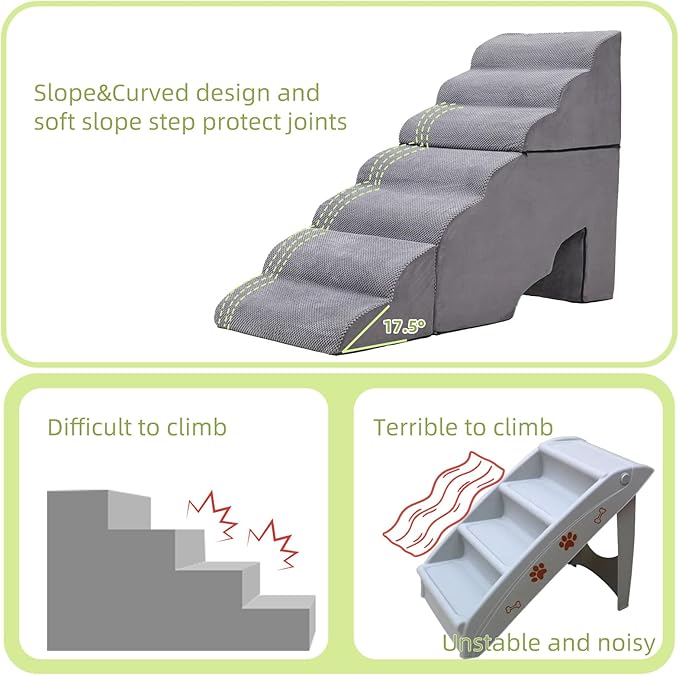 Dog Stairs for Small Dogs High Beds 32-36" H Grey/34 H