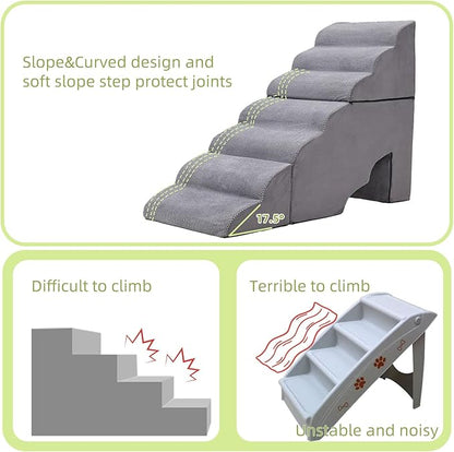 Dog Stairs for Small Dogs High Beds 32-36" H Grey/34 H