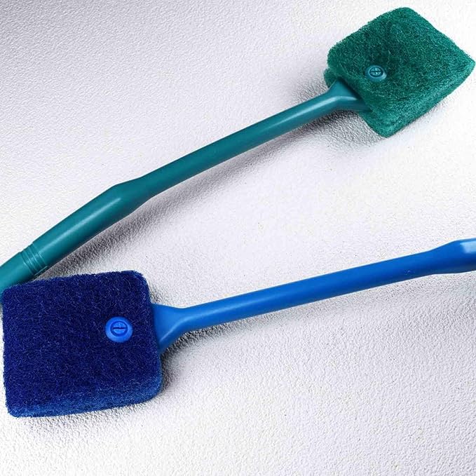 yeencheer 2 Pieces Aquarium Cleaning Brush Fish Tank Cleaning Brush Double-Sided Sponge Brush Long Handle Fish Tank Scrubber for Aquariums and Home