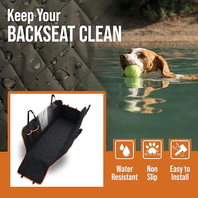 ASHLEY MADDEN Dog Car Seat Cover for Back Seat 100% Waterproof
