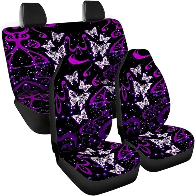 Purple Galaxy Butterfly Seat Covers for Cars 4pcs Auto