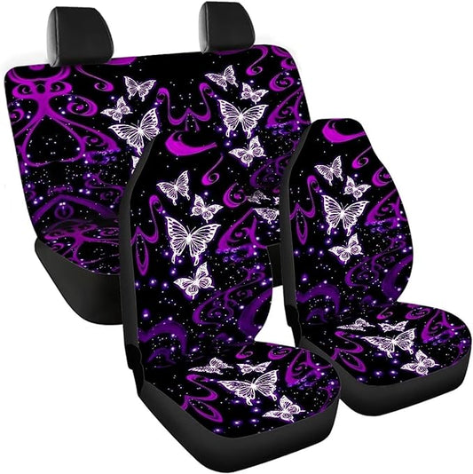 Purple Galaxy Butterfly Seat Covers for Cars 4pcs Auto
