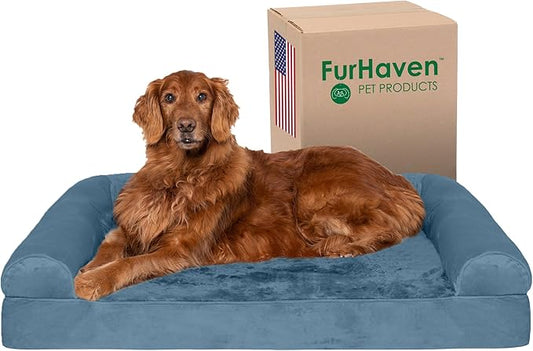 Furhaven Orthopedic Dog Bed for Large Dogs w/ Removable Bolsters & Washable Cover 95 lbs