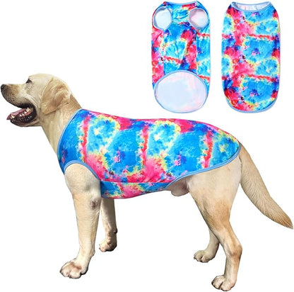 Dog Tie dye Sleeveless T Shirt Colorful Blue Printed Dogs Vest Shirt Pajamas Breathable Stretchy Summer Clothes for large Dog Boys Girls（X-Large,Blue）