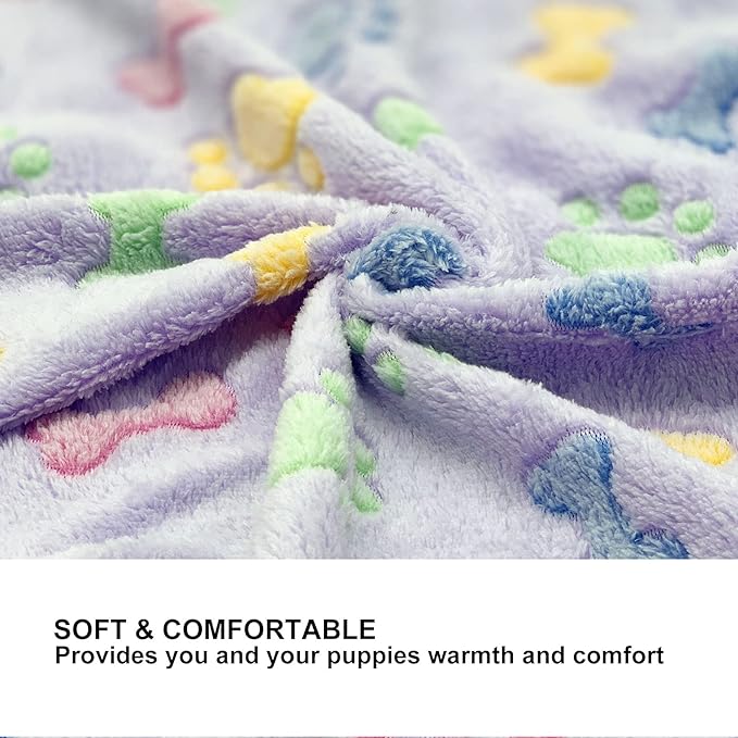 1 Pack 3 Puppy Blankets Super Soft Warm Sleep Mat Bone Print Cute Blanket Fluffy Premium Fleece Pet Blanket Flannel Throw Dog Blankets for Small Dogs Puppy Cat,Small(23"x15")