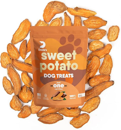 Davie's Sweet Potato Dog Treats - Healthy Dog Treats Made in USA Only, Natural Dog Treats, Healthy Dog Chews, Low Fat Dog Treats, 0.5 lb. Bag