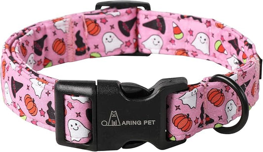 ARING PET Halloween Dog Collar-Cotton Pink Pumpkin Dog Collar