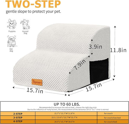 Topmart High Density Foam Dog Steps 2 Tiers 11.8" High,Non-Slip