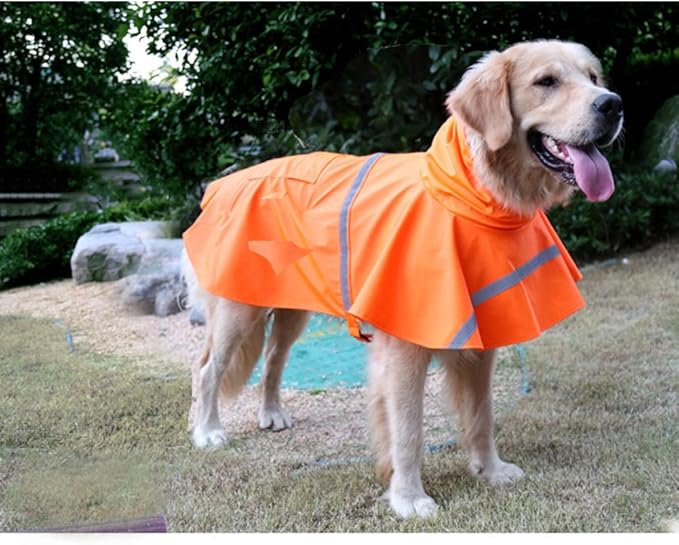 NACOCO Large Dog Raincoat Adjustable Pet Water Proof Clothes Lightweight Rain Jacket Poncho Hoodies with Strip Reflective (XL