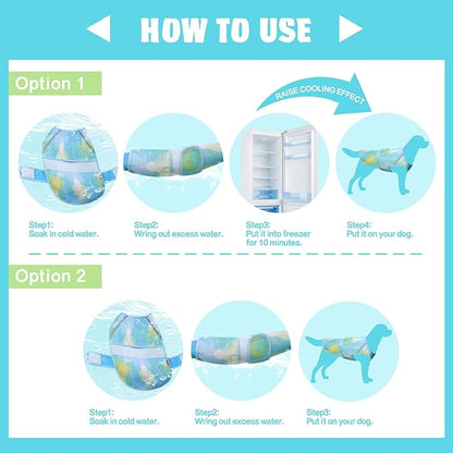 KYEESE Dog Cooling Vest Lightweight Dog Cooler Jacket 3D Breathable Mesh Dog Cooling Shirts with Reflective Stripe UV Protection Dog T Shirt for Beach