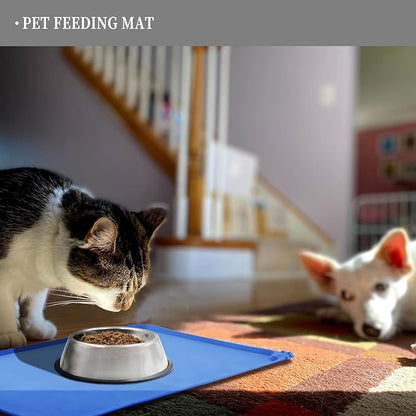 Reopet Waterproof Pet Feeding Mat with High Raised Edges, Heavier and Thicker Placemats for Cat Dog Water Bowl, BPA Free Silicone Feeding Mat, Dog Cat Feeding Mats for Food and Water Prevent Spill