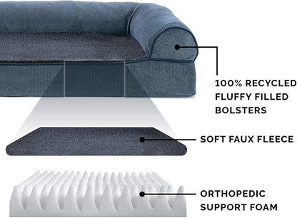 Furhaven Orthopedic Dog Bed for Large Dogs w/ Removable Bolsters & Washable Cover 95 lbs