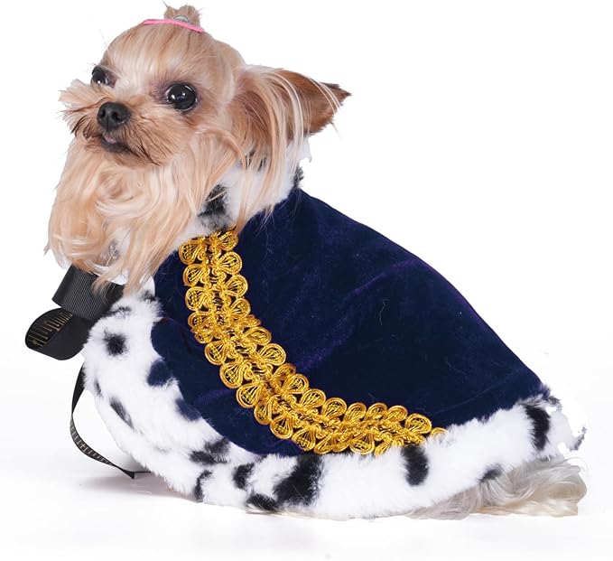 Lovelyshop pet Serial Lux Fur Blue Cat Dog Cloak for Halloween Costumes