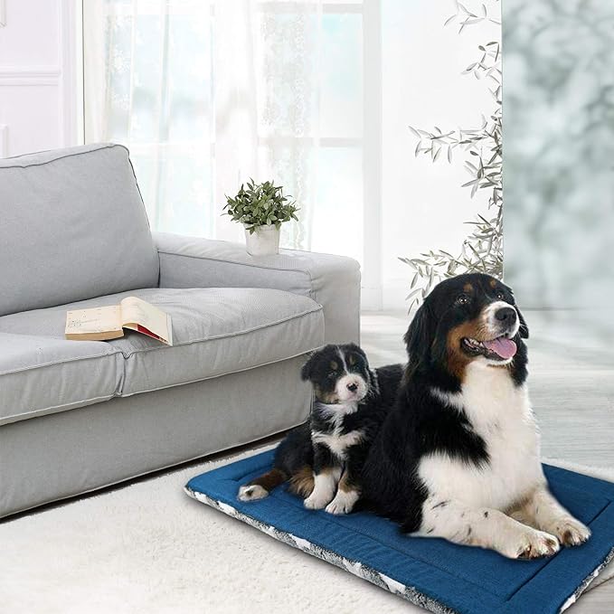 KROSER Fancy Dog Crate Pad Dog Bed Mat Reversible (Cool & Warm)